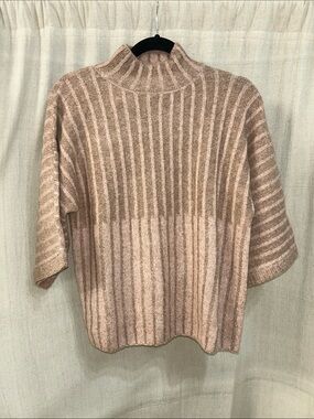 Very J Ribbed Mock Neck Sweater in Blush